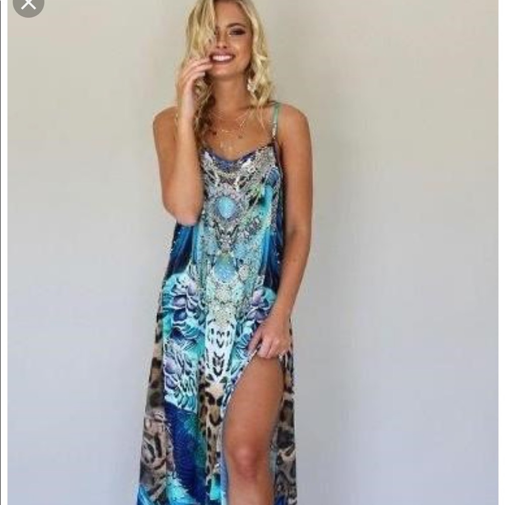 Midi/maxi dress turquoise snake print